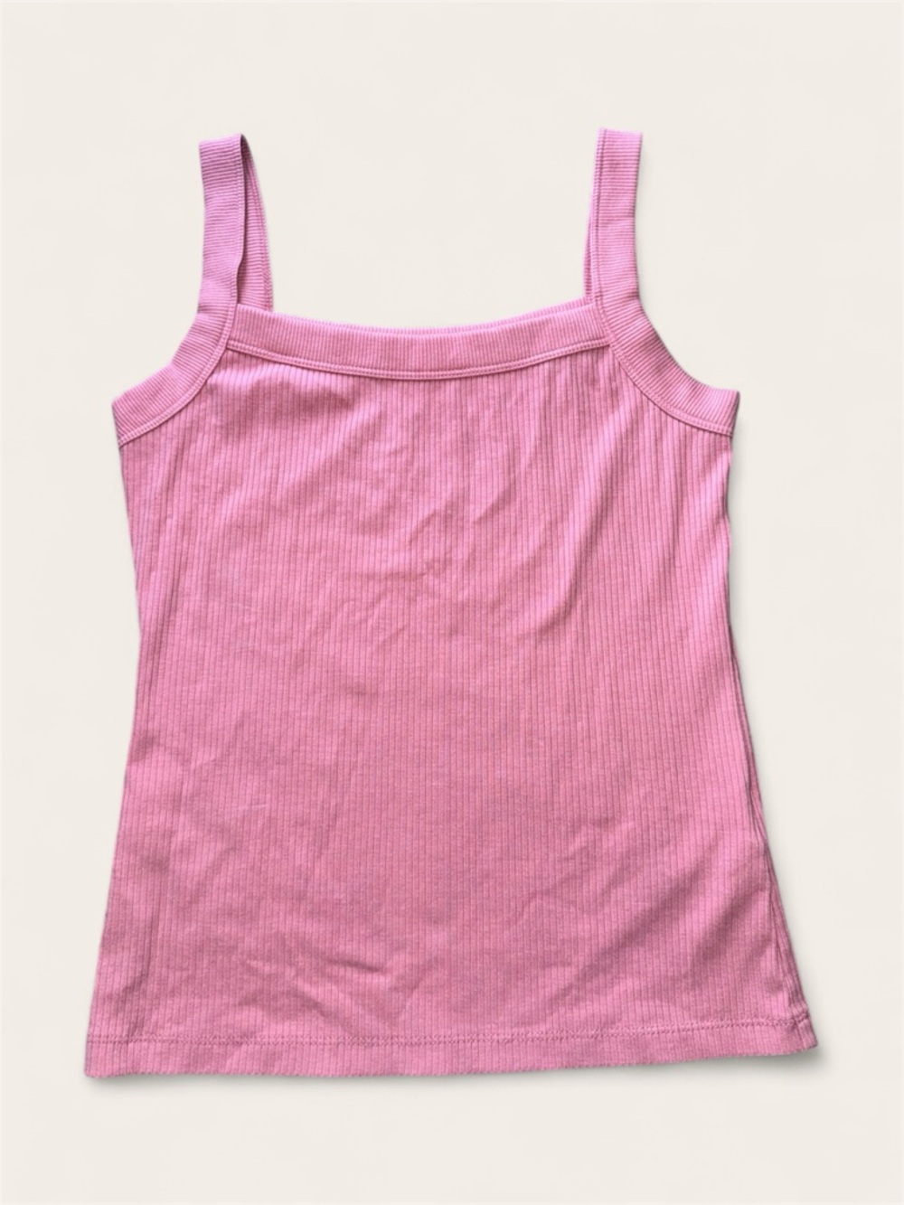 American Eagle Outfitters Pink Ribbed Square-Neck Tank Top Size Small